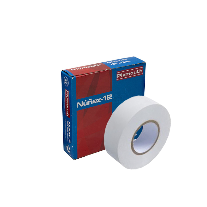 PLYMOUTH 5085 Cinta adhesiva de PVC NÚÑEZ-12 20x19x0,15 blanco para aplicaciones eléctricas